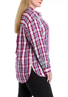 Plus Plaid Print Casual Shirt