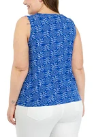 Plus Smocked Shoulder Printed Top