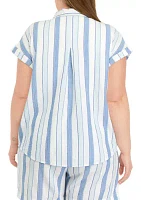 Plus Short Sleeve Yarn Dyed Camp Shirt