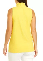 Women's Sleeveless Ruffle Neck Top