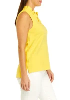 Women's Sleeveless Ruffle Neck Top