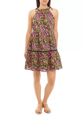 Women's Sleeveless Halter Printed Dress