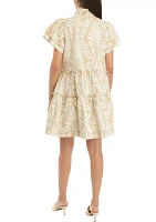 Women's Flutter Sleeve Tiered Mini Dress