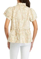 Women's Printed Flutter Sleeve Top