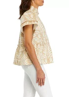 Women's Printed Flutter Sleeve Top