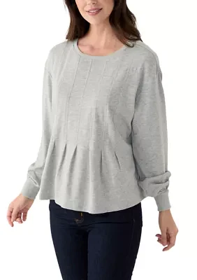 Women's Solid Pleated Front Sweatshirt