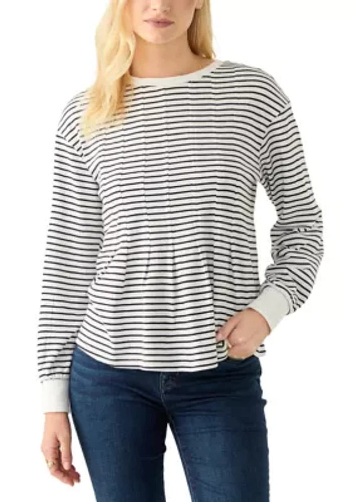 Women's Long Sleeve Pleat Front Sweatshirt