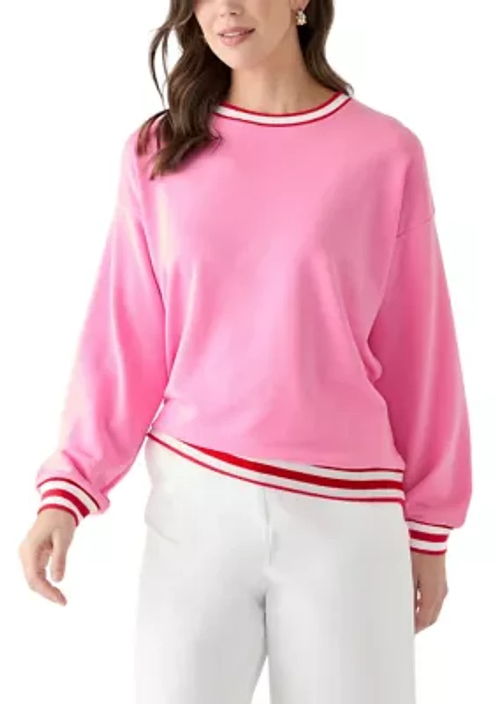 Women's Long Sleeve Stripe Sweeper Sweatshirt