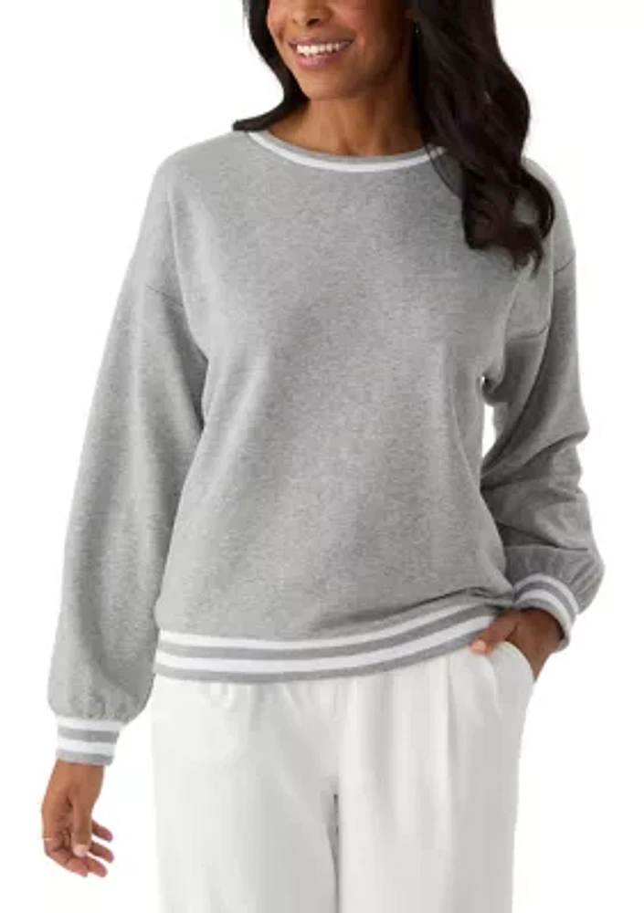 Women's Long Sleeve Stripe Sweeper Sweater