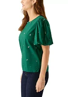 Women's Short Sleeve Crew Neck Sequin Top