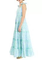 Women's Sleeveless Tiered Printed Midi Dress