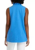 Women's Sleeveless Knit Ruffle Neck Top