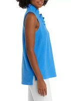 Women's Sleeveless Knit Ruffle Neck Top