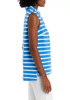 Women's Sleeveless Knit Ruffle Neck Top