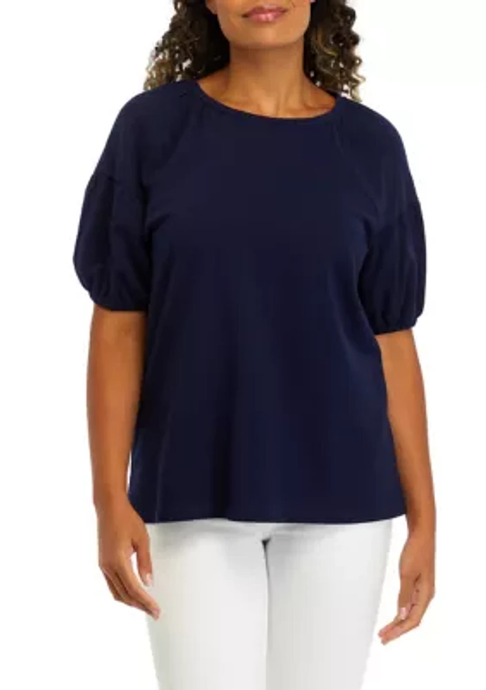 Women's Solid Puff Sleeve Top