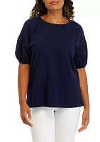 Women's Solid Puff Sleeve Top