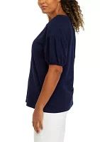 Women's Solid Puff Sleeve Top