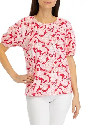 Women's Printed Puff Sleeve Top