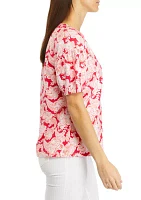 Women's Printed Puff Sleeve Top