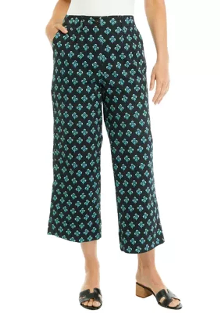 Women's Cropped Printed Chino Pants