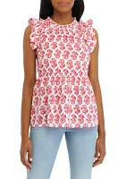 Women's Printed Flutter Sleeve Top