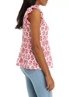 Women's Printed Flutter Sleeve Top