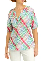 Women's Printed Peasant Top