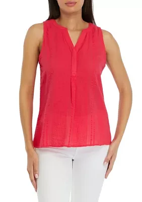 Women's Sleeveless Solid Peasant Top