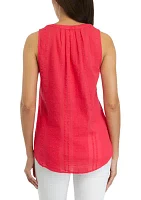 Women's Sleeveless Solid Peasant Top