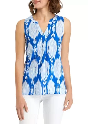 Women's Sleeveless Printed Peasant Top