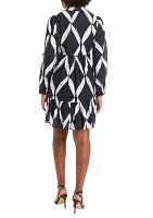 Women's Blouson Sleeve Printed Tiered Mini Dress