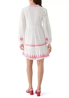 Women's Blouson Sleeve Tiered Embroidered Dress