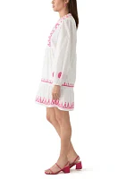 Women's Blouson Sleeve Tiered Embroidered Dress