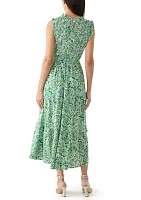 Women's Printed Smocked Midi Dress