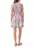 Women's Sleeveless Eyelet Piped Dress