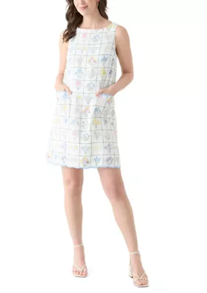 Women's Sleeveless Scallop Shift Dress