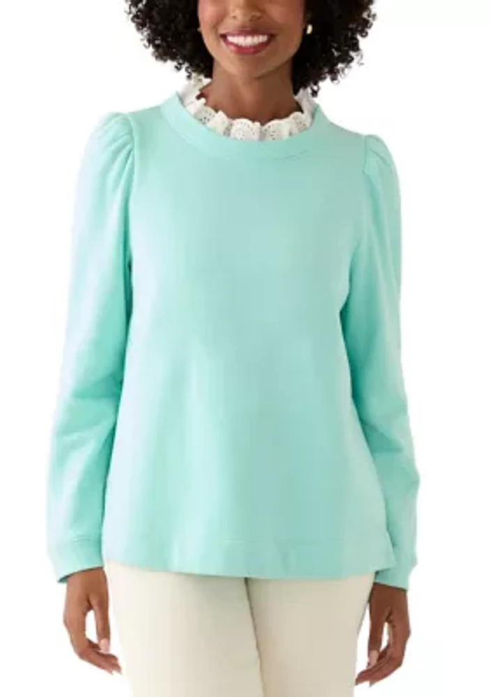 Women's Eyelet Trim Sweater