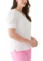 Women's Puff Sleeve Henley Top