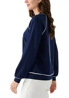 Women's Long Sleeve Piping Sweatshirt