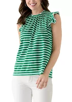 Women's Short Sleeve Flutter Trim Top