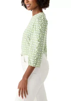 Women's Ruched Sleeve Puff Shoulder Printed Top