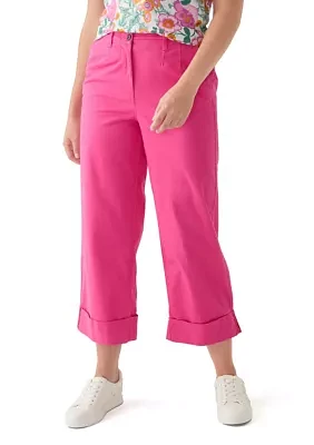 Women's Cropped Cuffed Wide Leg Pants