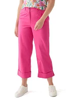 Women's Cropped Cuffed Wide Leg Pants