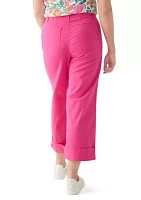 Women's Cropped Cuffed Wide Leg Pants