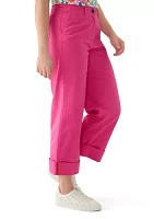 Women's Cropped Cuffed Wide Leg Pants