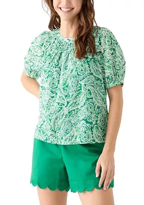 Women's Printed Smocked Neck Top