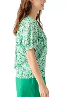 Women's Printed Smocked Neck Top