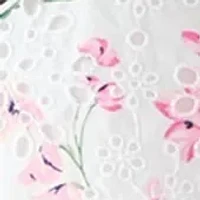Women's Short Sleeve Eyelet Button Front Top