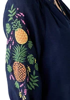 Women's 3/4 Embroidered Sleeve Top