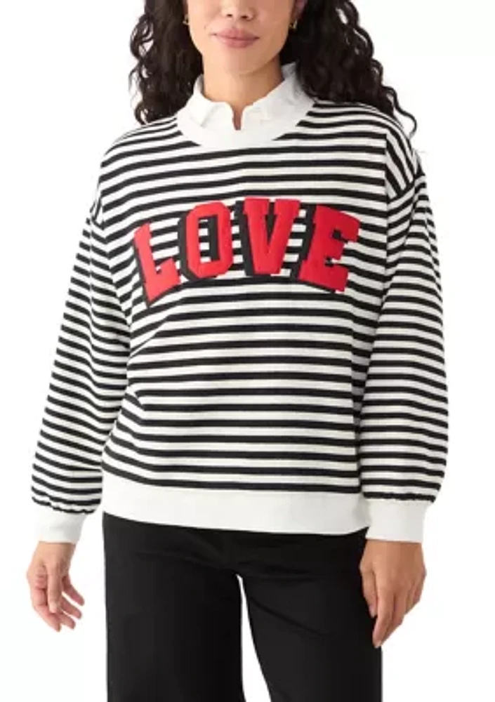 Petite Long Sleeve Patch Sweeper Sweater